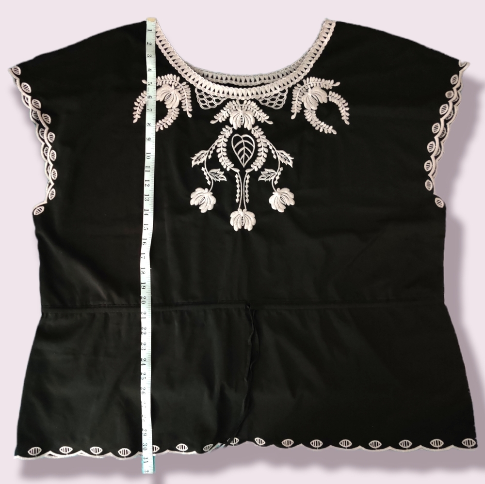 Seventh Avenue Drawstring Black Blouse Shirt 3X - Picture 6 of 11